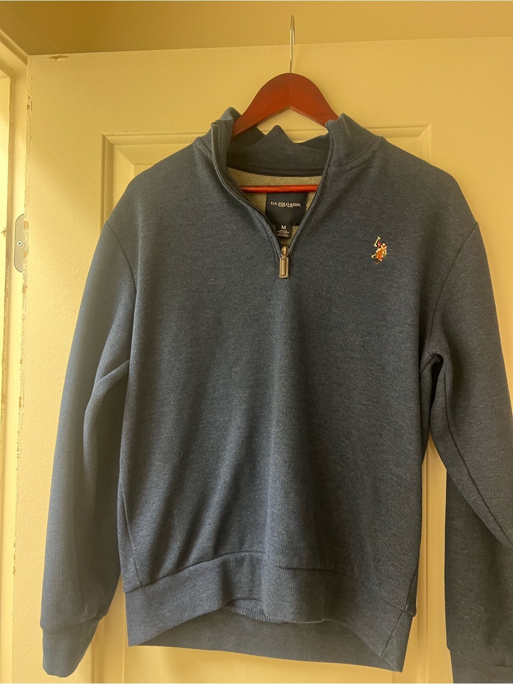 U.S. Polo Assn. 1/4 Zip Sweater Navy Blue Medium Preppy Unisex Pullover